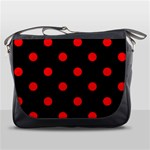 Polka Dots - Red on Black Messenger Bag