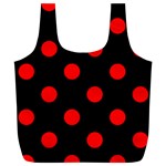 Polka Dots - Red on Black Full Print Recycle Bag (XL)