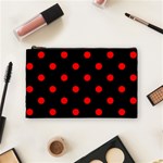 Polka Dots - Red on Black Cosmetic Bag (M)