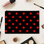 Polka Dots - Red on Black Cosmetic Bag (L)