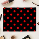 Polka Dots - Red on Black Cosmetic Bag (XL)