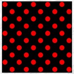 Polka Dots - Red on Black Canvas 16  x 16 