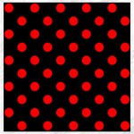 Polka Dots - Red on Black Canvas 20  x 20 
