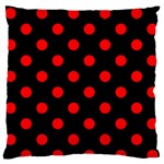 Polka Dots - Red on Black Large Flano Cushion Case (One Side)