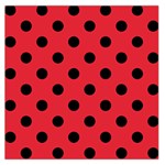 Polka Dots - Black on Alizarin Red Large Satin Scarf (Square)