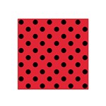 Polka Dots - Black on Alizarin Red Satin Bandana Scarf