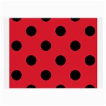 Polka Dots - Black on Alizarin Red Large Glasses Cloth (2 Sides)