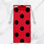 Polka Dots - Black on Alizarin Red Jewelry Bag