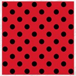 Polka Dots - Black on Alizarin Red Canvas 12  x 12 