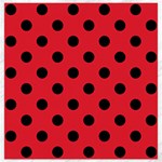 Polka Dots - Black on Alizarin Red Canvas 16  x 16 