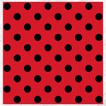 Polka Dots - Black on Alizarin Red Canvas 20  x 20 