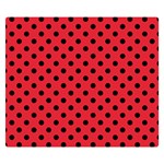 Polka Dots - Black on Alizarin Red Double Sided Flano Blanket (Small)