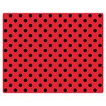 Polka Dots - Black on Alizarin Red Double Sided Flano Blanket (Medium)