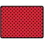 Polka Dots - Black on Alizarin Red Double Sided Fleece Blanket (Large) (Two Sides)