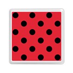 Polka Dots - Black on Alizarin Red Memory Card Reader with Storage (Square)