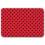 Polka Dots - Black on Alizarin Red Large Doormat