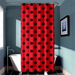 Polka Dots - Black on Alizarin Red Shower Curtain 36  x 72  (Stall)