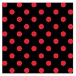 Polka Dots - Alizarin Red on Black Large Satin Scarf (Square)