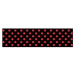 Polka Dots - Alizarin Red on Black Satin Scarf (Oblong)