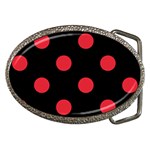 Polka Dots - Alizarin Red on Black Belt Buckle