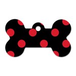Polka Dots - Alizarin Red on Black Dog Tag Bone (One Side)