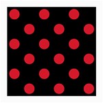 Polka Dots - Alizarin Red on Black Medium Glasses Cloth (2 Sides)