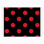 Polka Dots - Alizarin Red on Black Large Glasses Cloth (2 Sides)
