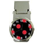 Polka Dots - Alizarin Red on Black Money Clip Watch