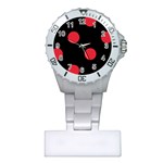 Polka Dots - Alizarin Red on Black Nurses Watch