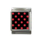 Polka Dots - Alizarin Red on Black Italian Charm (13mm)