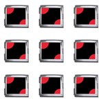 Polka Dots - Alizarin Red on Black Mega Link Italian Charm (9 pack)