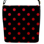 Polka Dots - Alizarin Red on Black Flap Closure Messenger Bag (S)