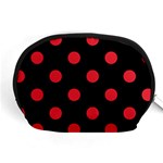Polka Dots - Alizarin Red on Black Accessory Pouch (Medium)