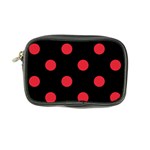 Polka Dots - Alizarin Red on Black Coin Purse