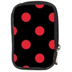 Polka Dots - Alizarin Red on Black Compact Camera Leather Case