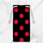 Polka Dots - Alizarin Red on Black Jewelry Bag