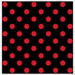 Polka Dots - Alizarin Red on Black Canvas 16  x 16 