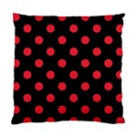 Polka Dots - Alizarin Red on Black Standard Cushion Case (Two Sides)