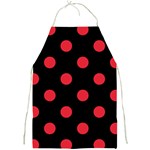 Polka Dots - Alizarin Red on Black Full Print Apron