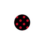 Polka Dots - Alizarin Red on Black 1  Mini Magnet