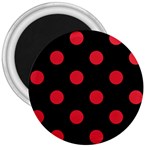 Polka Dots - Alizarin Red on Black 3  Magnet