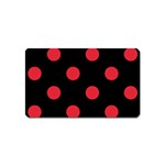 Polka Dots - Alizarin Red on Black Magnet (Name Card)