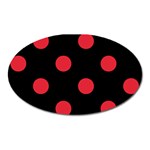 Polka Dots - Alizarin Red on Black Magnet (Oval)