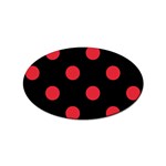 Polka Dots - Alizarin Red on Black Sticker Oval (100 pack)