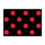 Polka Dots - Alizarin Red on Black Sticker A4 (10 pack)
