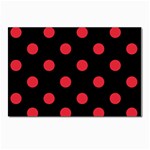 Polka Dots - Alizarin Red on Black Postcard 4  x 6 