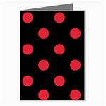 Polka Dots - Alizarin Red on Black Greeting Card