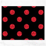 Polka Dots - Alizarin Red on Black Jigsaw Puzzle (Rectangular)