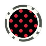 Polka Dots - Alizarin Red on Black Poker Chip Card Guard (10 pack)