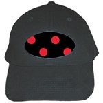 Polka Dots - Alizarin Red on Black Black Cap